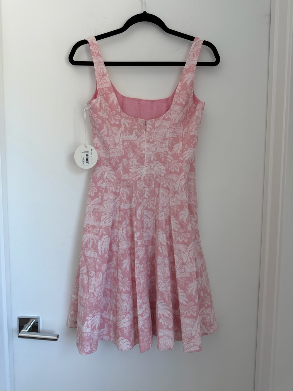 Staud NWT 0 Wells Mini Dress in Pink Cherry Blossom Ivory Toile - Picture 3 of 8